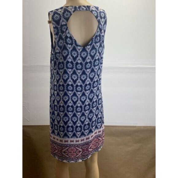 Pink Republic Women’s Sleeveless Navy Print Mini Dress Size Large Pre Owned - Picture 2 of 13
